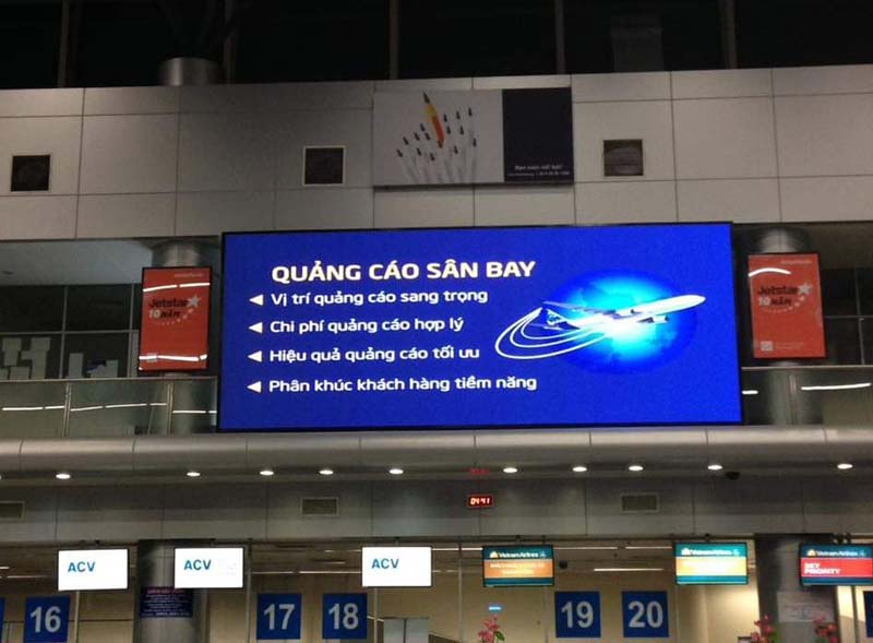 Quảng cáo màn hình LED tại sân bay 30+ vị trí đẹp trong nhà và ngoài trời 7 vi tri quang cao man hinh led tai san bay phoenix media group